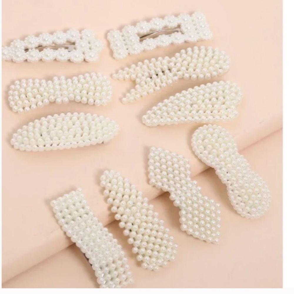 ❤️ FREE Pearl Hair Shaped Boho Modern Hipster Hippie Art Peasant Farm Hair Clips - Picture 3 of 3